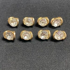 Vintage Crystal gold tone Buttons 8 buttons 1/2” wide shanked beautiful heavy